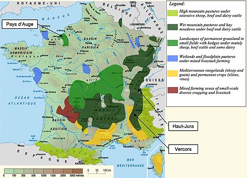 Schematic envelopes of the main HNV agrarian systems in France